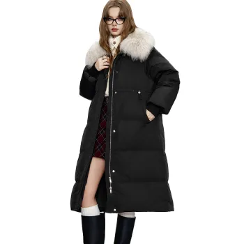 ELF SACK 90 Fill Power White Duck Down Black Mid Length Down Jacket Women's