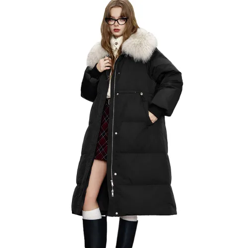 ELF SACK 90 Fill Power White Duck Down Black Mid Length Down Jacket Women's