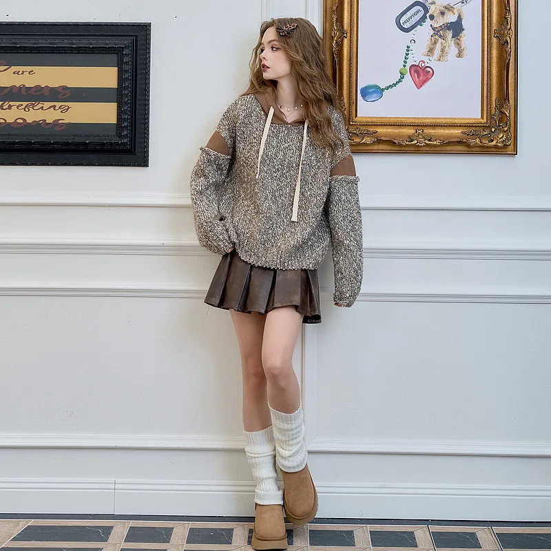 ELF SACK Sweater Women's Vintage Coffee-5