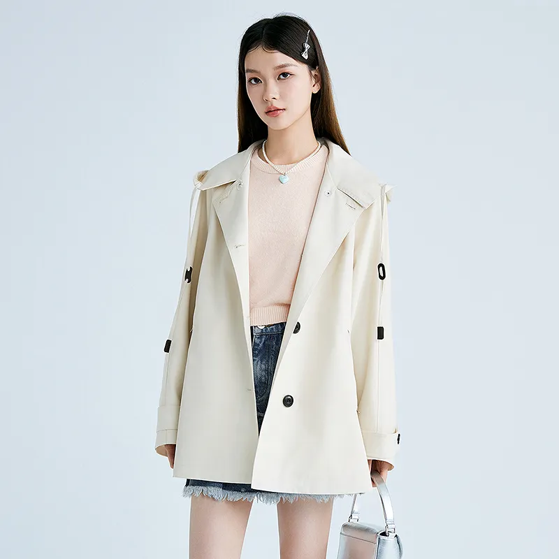 LEDIN Trench Coat Women's Mist White-5