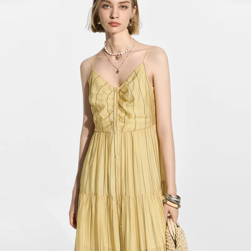 Bethine ['Pineapple' Calm And Unperturbed] Slip Dresses Women's Beige Yellow-5