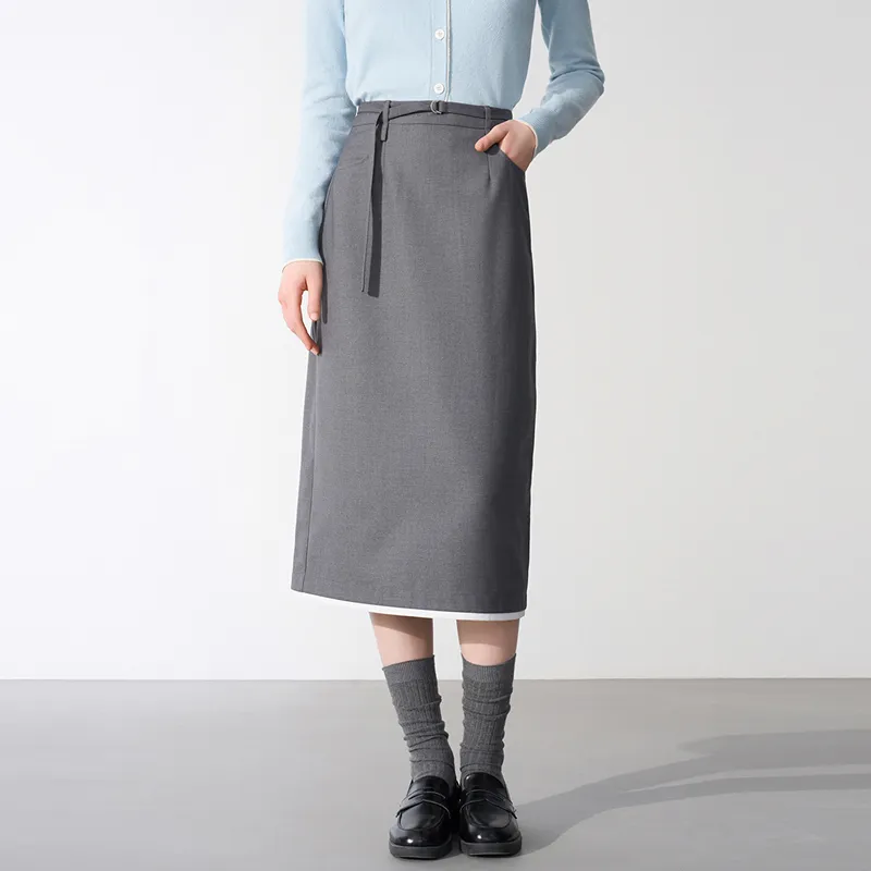 LEDIN Casual Long Skirt Women's Lunar Rock Gray-3
