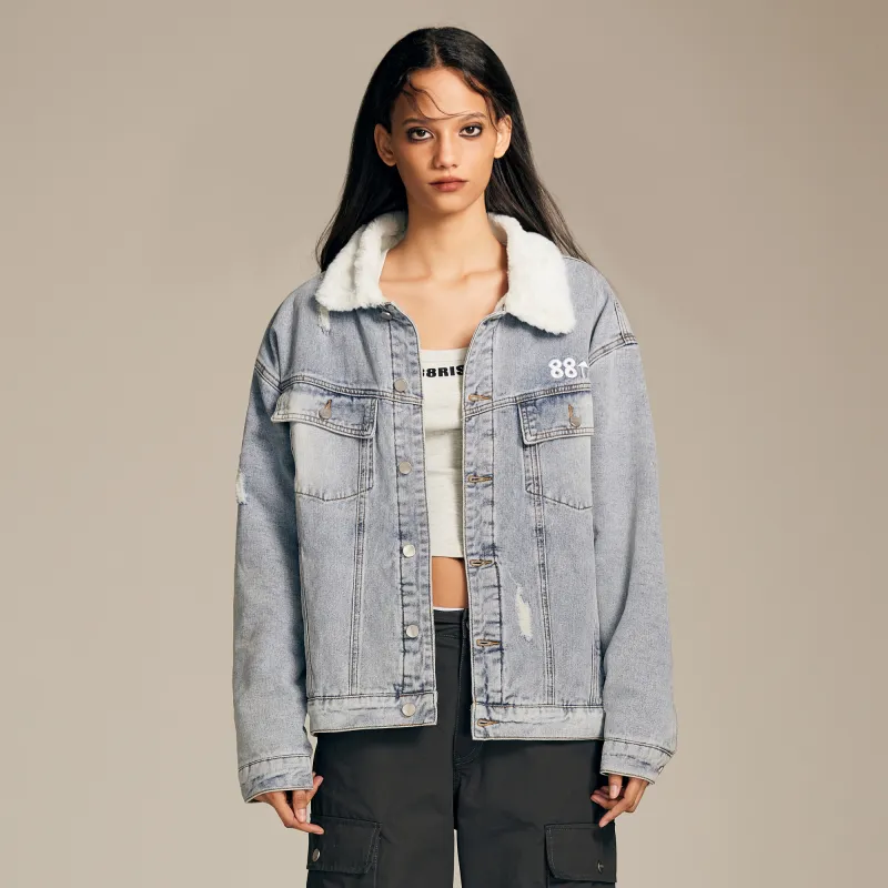 88rising Denim Jackets Unisex Washed Blue-5