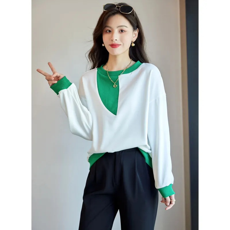 Like The Age Of Water Spring, Fall Sweatshirt Loose Fit Women's White-1