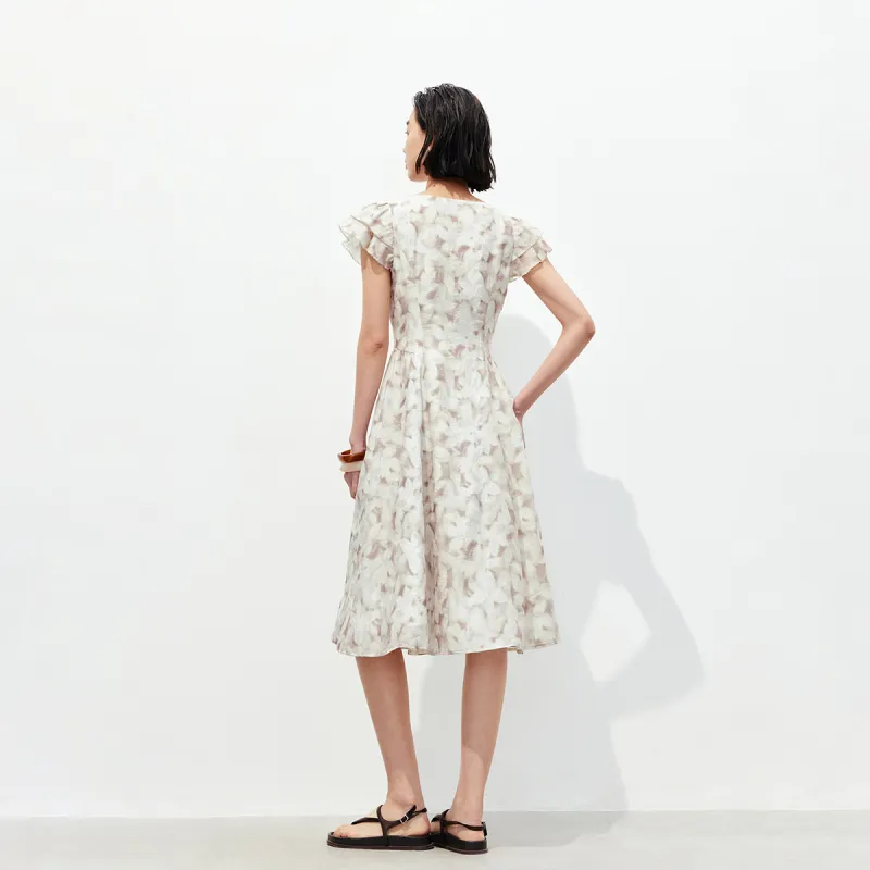 ONLY Sleeveless Dress Women's Khaki Flower-4