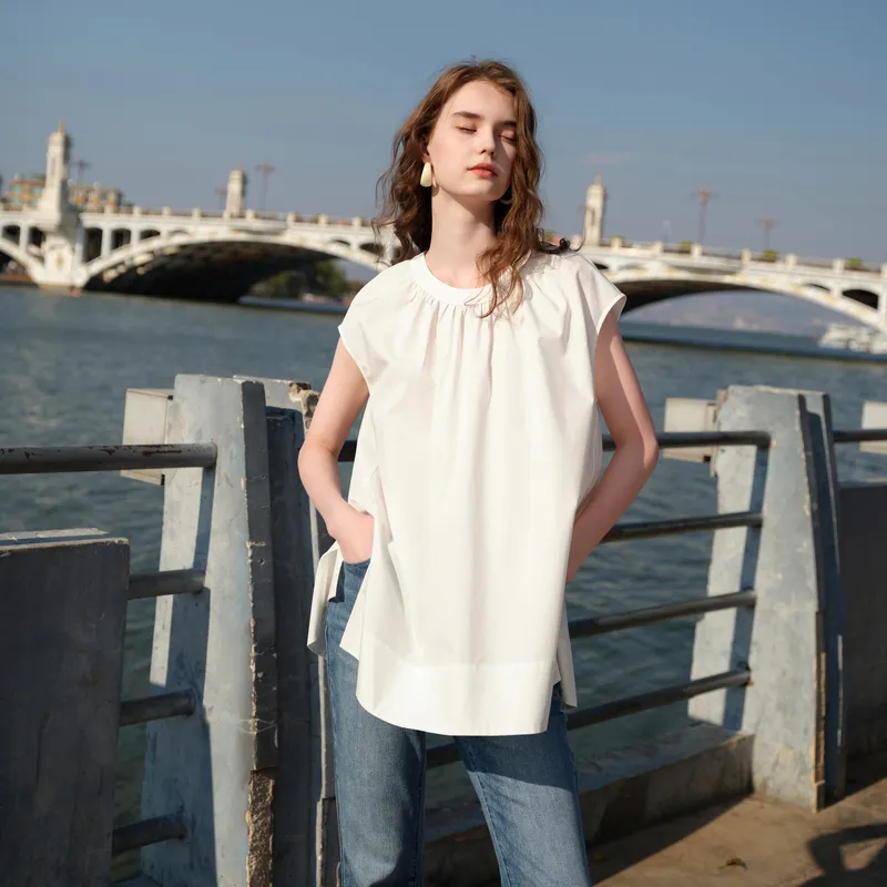 3COLOUR Chiffon Shirts Women's Pearl White-4