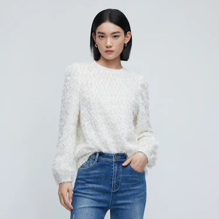SHUIYUNJIAN Chiffon Shirts Women's Ivory White-2
