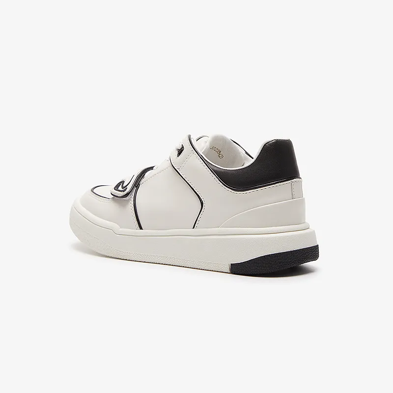 Le Saunda Lightweight Wear resistant And Non slip Low Top Skateboard Shoes Women's Ecru+Black-3
