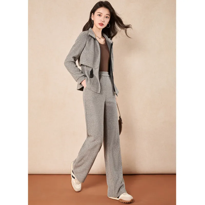 Mylan Casual Suit Cinched Waist Women's Gray-6