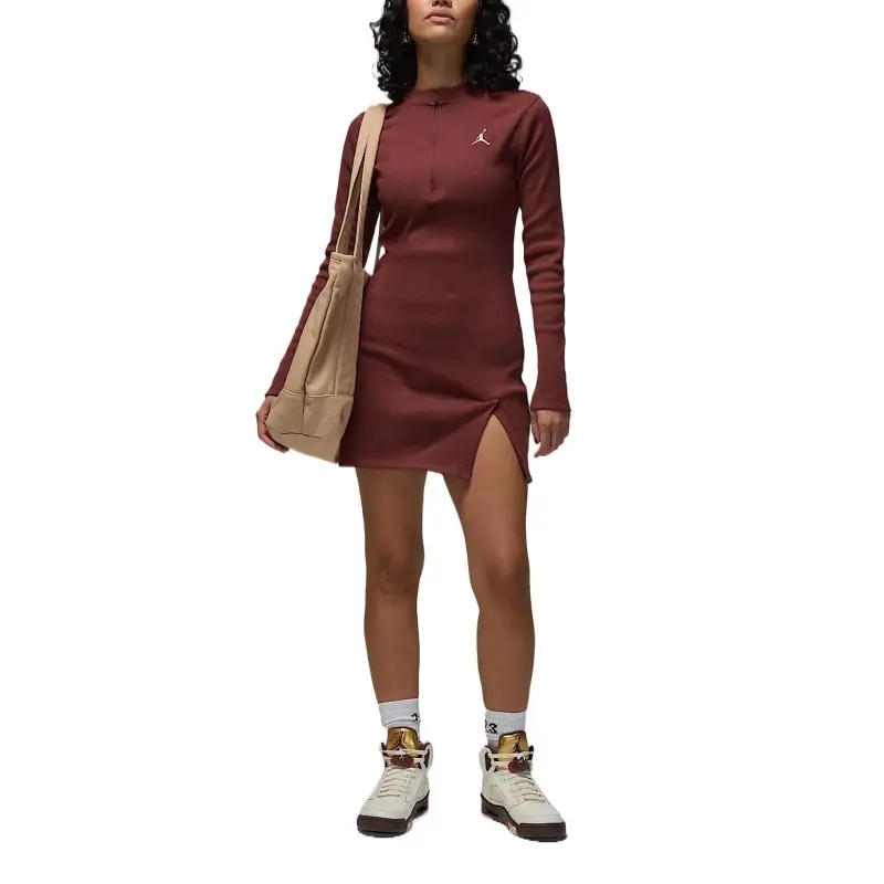 Jordan Women's 1/2 Zip Long Sleeve Knit Dress-1