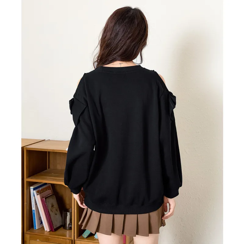 FAWENXIANGZI Sweatshirt Women's Black-4