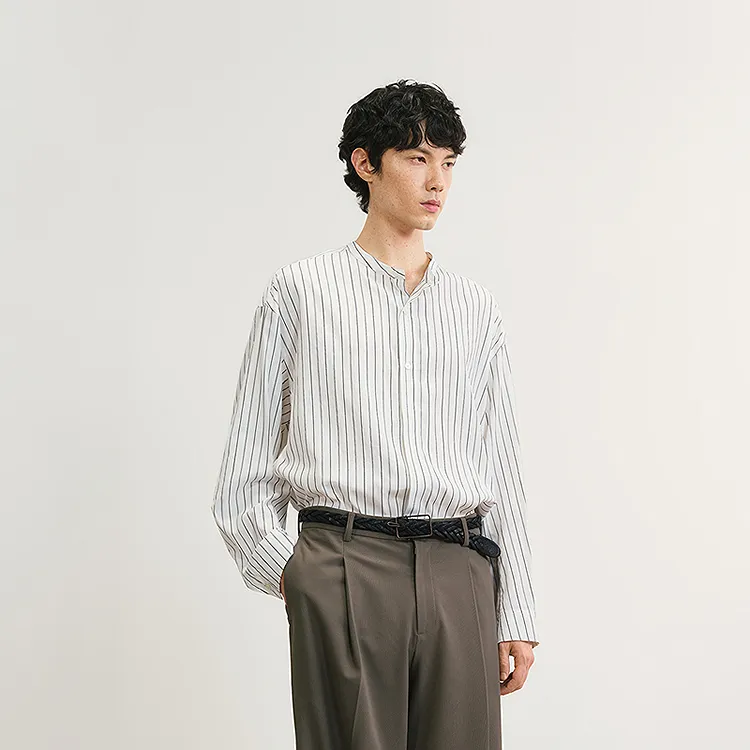 CROQUIS Shirt Men's 192 White Base Pinstripe-4