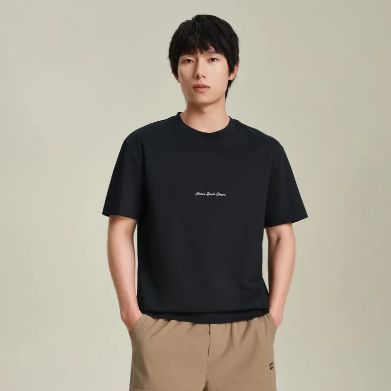 HLA T Shirts Men Black Pattern W7-2