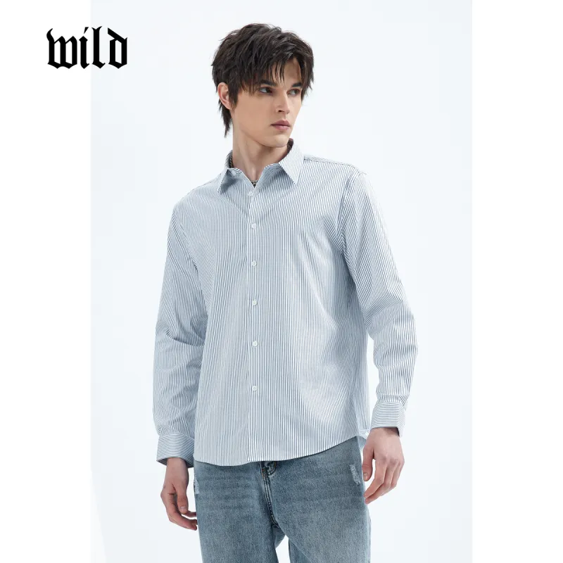 WILD LEADER Shirts Men Blue[, Consider 1 Size Up][W4158538]-4