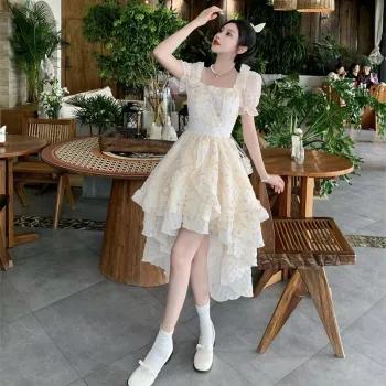 XIANSINIAO 2025 Spring Summer Short Sleeved Dress Women's