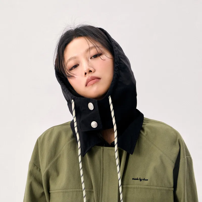 CHUU Cropped Coat Women's Army Green-1