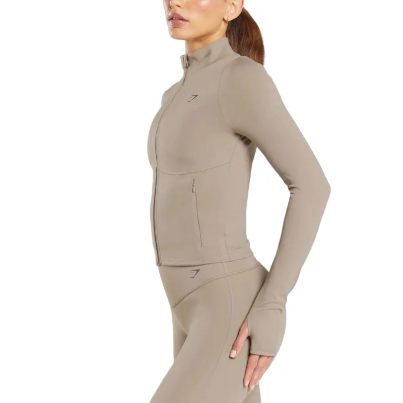 GYMSHARK Tracktop Workout Clothing Women's Life Style Brown-2