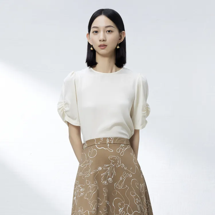 SHUIYUNJIAN Shirts Women's Beige Apricot-3