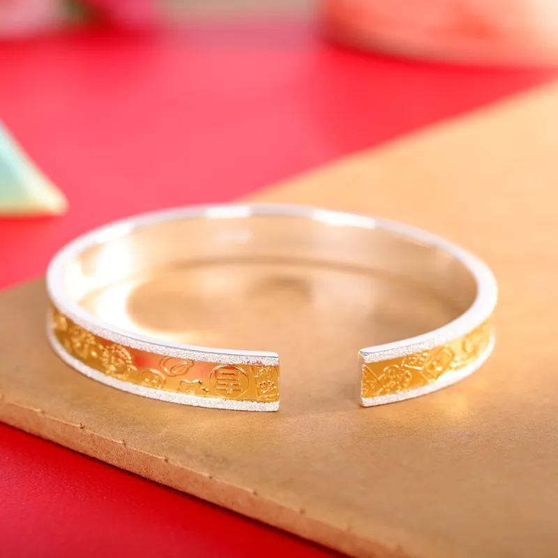 LIUXIN 999 Fine Silver Bangles Women's-3