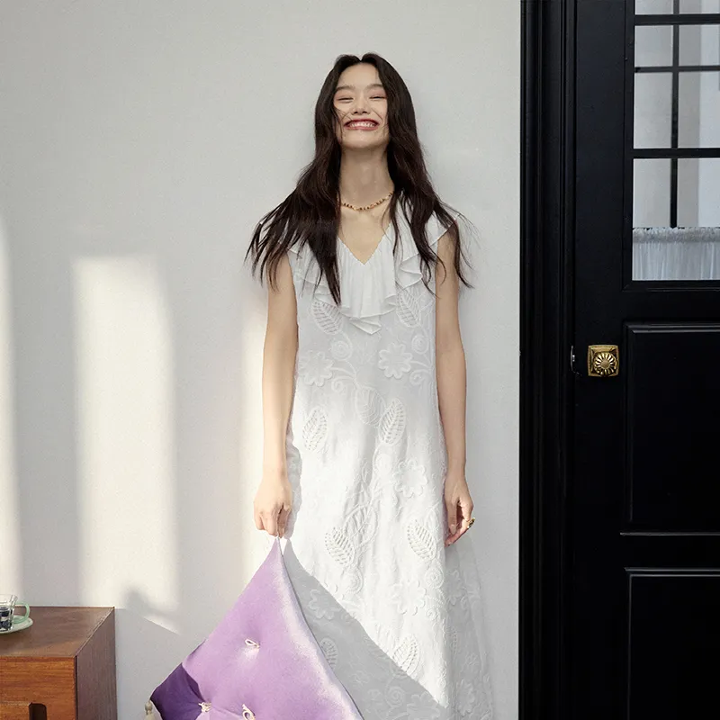 KUOSE Sleeveless Dresses Women's White-4