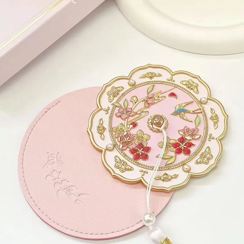 Future Maple Peach Blossom Handheld Mirror Make Up Mirrors Classical Style-5