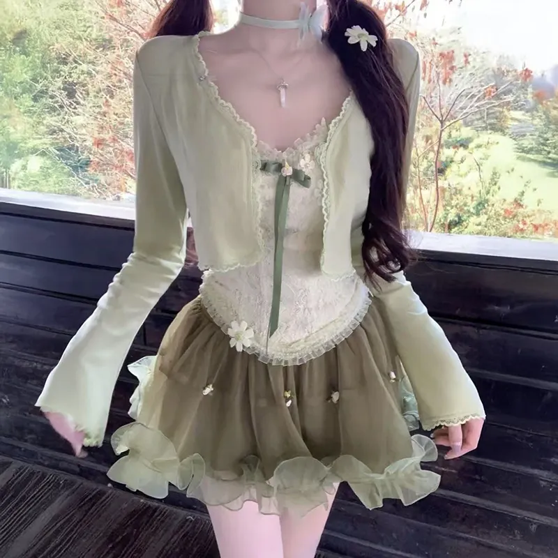 AURORA MUSE Skirt Set Women's Green-4