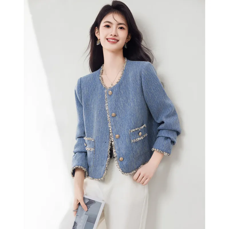 XINFEIYU Jacket Women's Denim Blue-2
