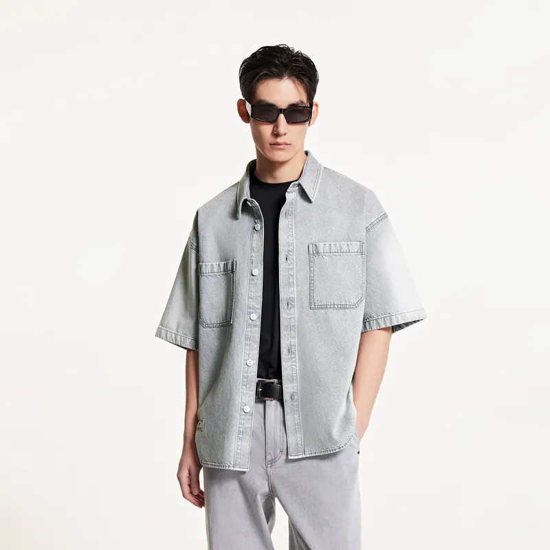 JACK JONES· Shirt Men's A17 Medium Gray Denim-5