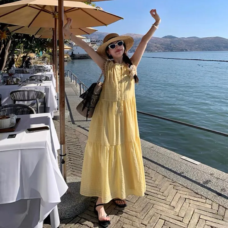 BEAUTIFUL CONFESSION Sleeveless Dress Women's Yellow-4