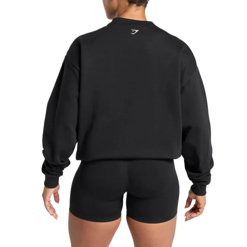 GYMSHARK Lifting Essentials Graphic Brushed Oversized Sweatshir Sweatshirt Women's Black-1