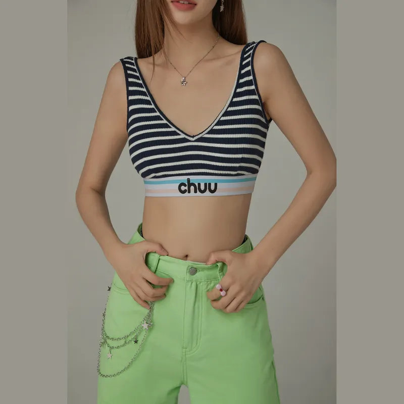 CHUU Tank Tops Women's Blue White Stripes-2