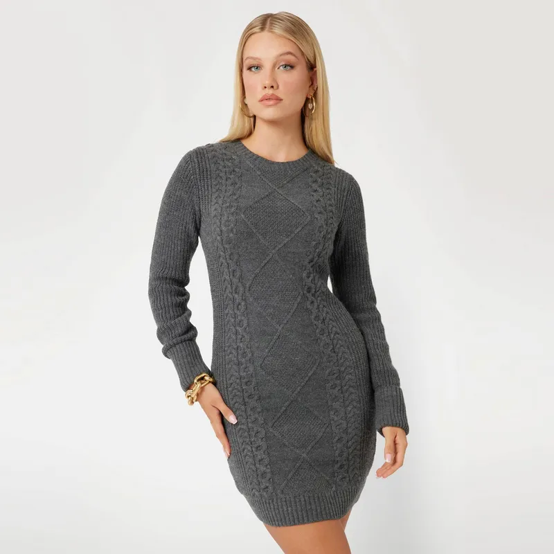 GUESS Long Sleeved Dresses Women's Gray-1