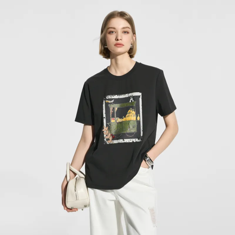 Bethine ['Pineapple' Calm And Unperturbed] T Shirts Women's Dark Gray-1