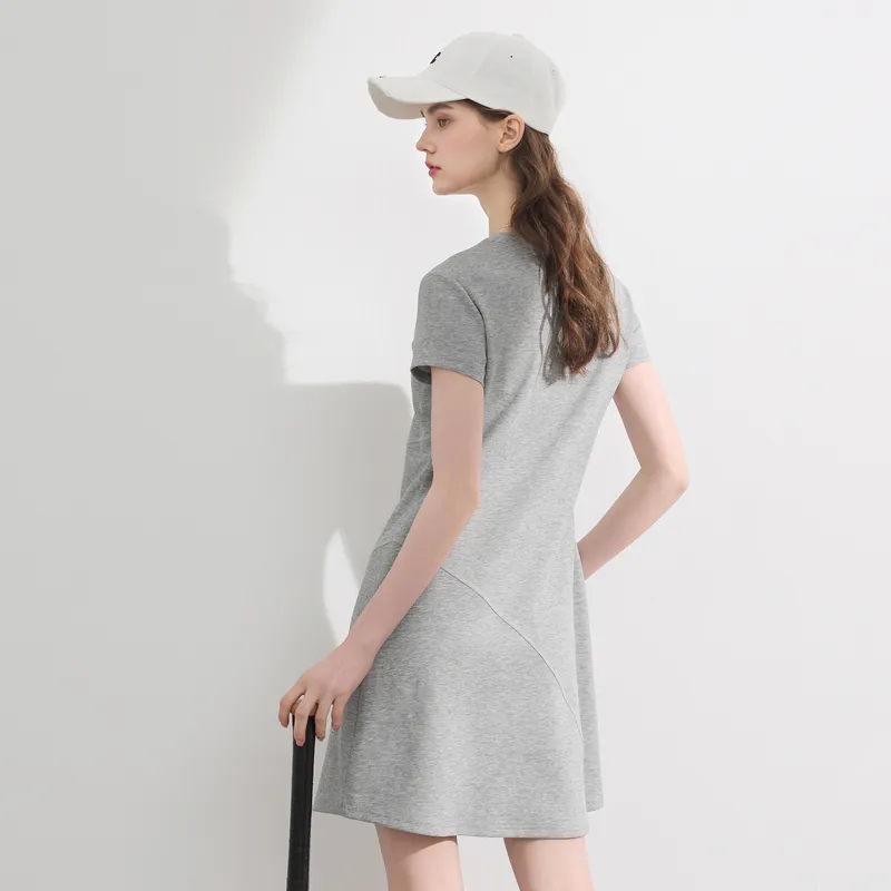 3COLOUR Short Sleeved Dress Women's Stone Gray-5
