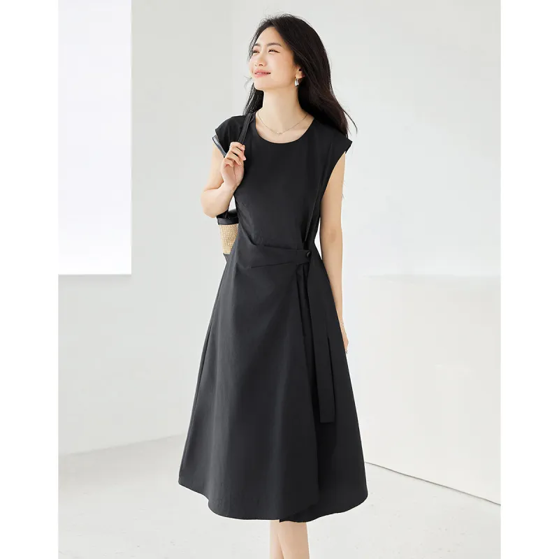 Like The Age Of Water Short Sleeved Dress Women's Black-3