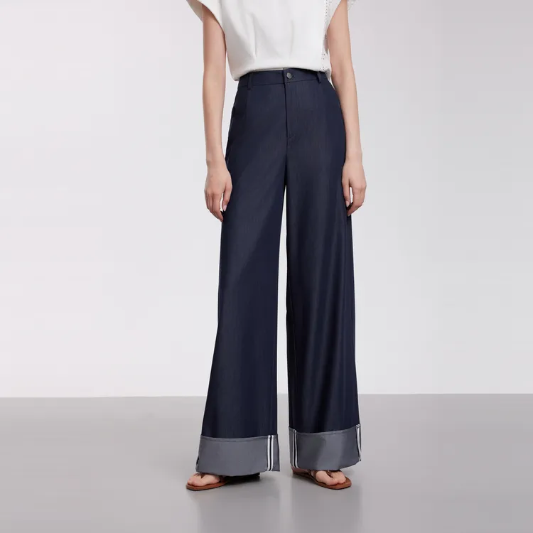 ELLE Casual Pants Women's Navy Blue-2