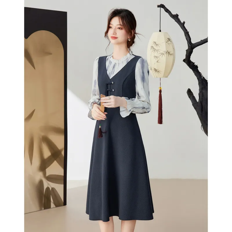 Like The Age Of Water Fall Long Sleeved Dress Loose Fit Women's-3