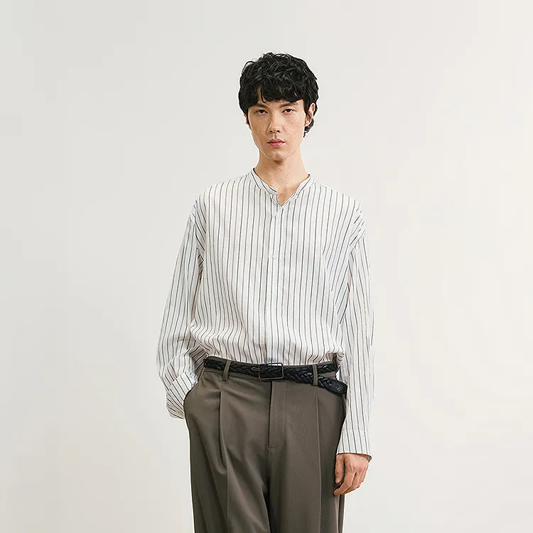 CROQUIS Shirt Men's 192 White Base Pinstripe-2