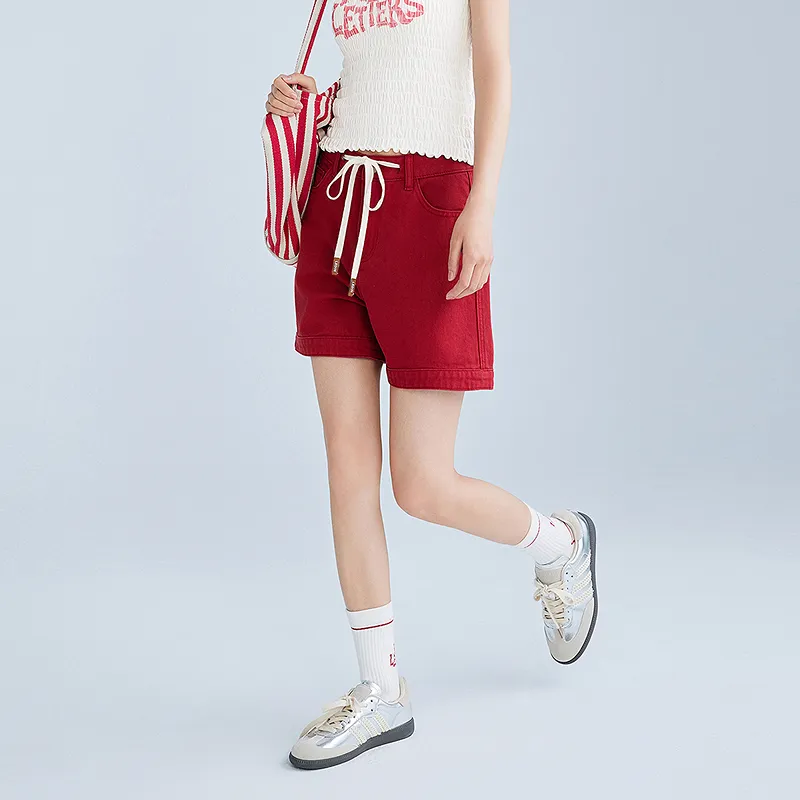 LEDIN Denim Shorts Women's Samba Red-5