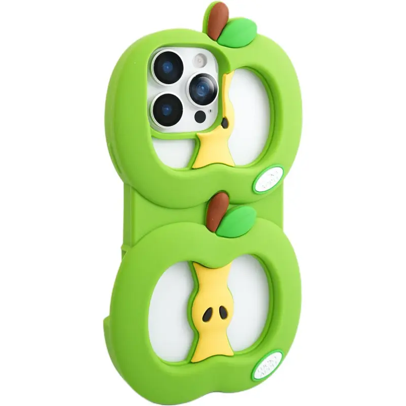 Sopi Silicone Material Cut Out Red Green Apple Phone Cases Compatible With IPhone 16/15 Pro Max/Apple 13/14 Pro/Max-6