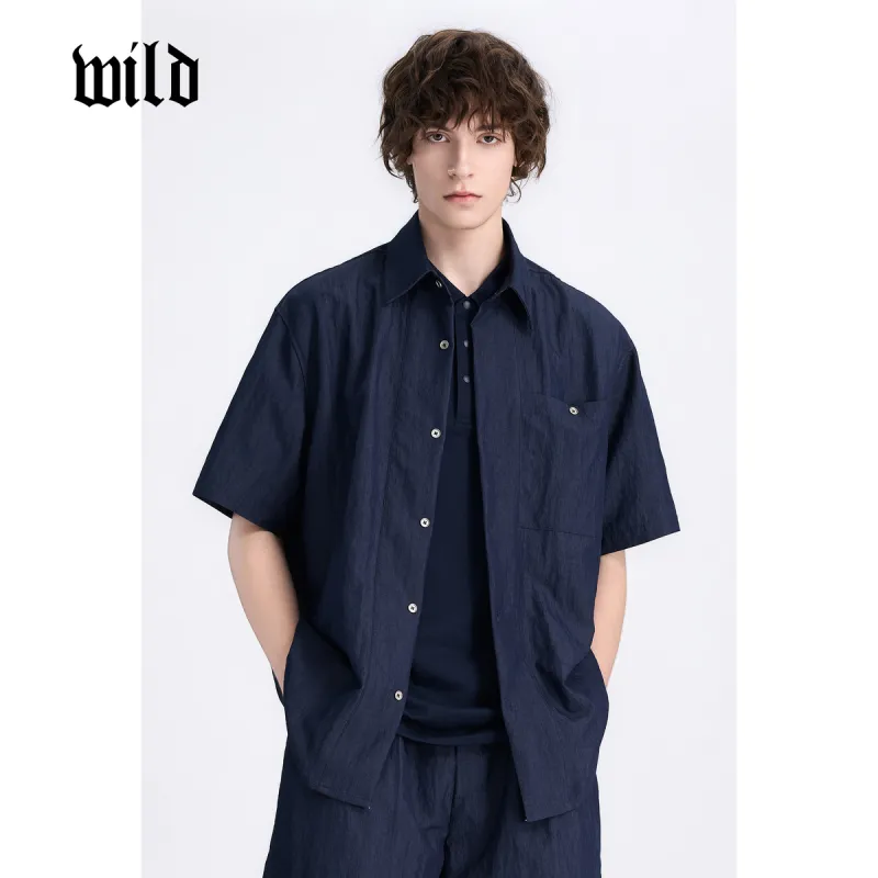 WILD LEADER Shirts Men Blue[CW51585A67]-2