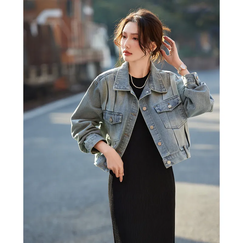 TERRE BLEUE Spring, Fall Denim Jacket Loose Fit Women's-2