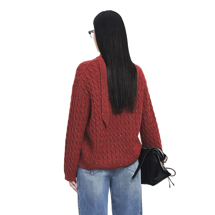 PEACEBIRD Knitwear Women's China Red-4