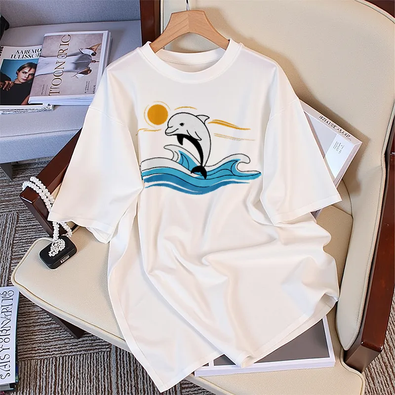 FAIRWHALE Drop Shoulder Sleeve T Shirt Women's-2