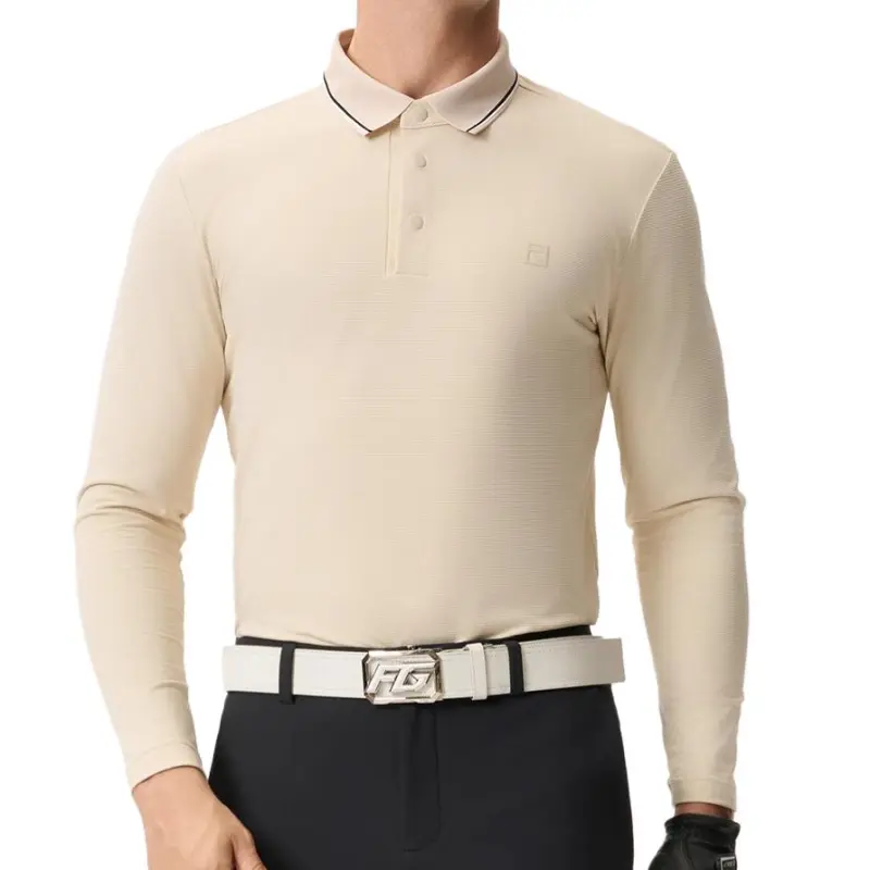 FILA Golf Series Polo Shirt Men's Brown Beige Khaki-1