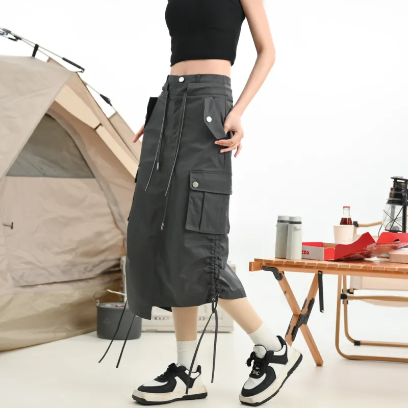SNBL Casual Long Skirts Women's Gray-3