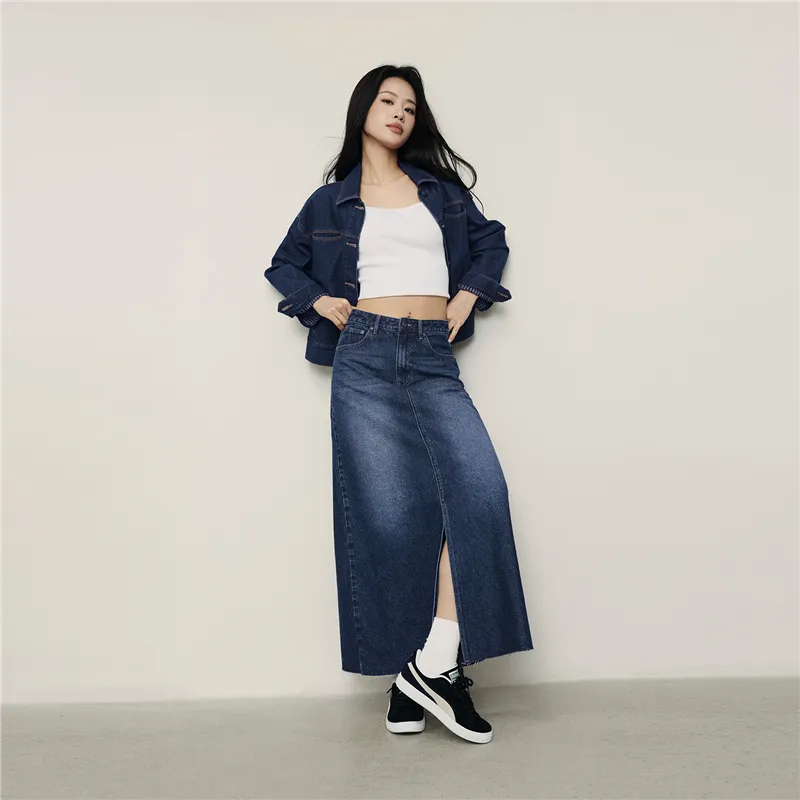 UNIQLO Denim Long Skirt Women's-12
