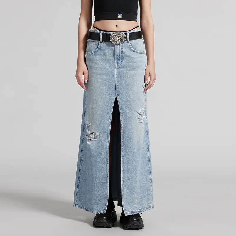 Miss Sixty Denim Long Skirts Women's Light Blue-2