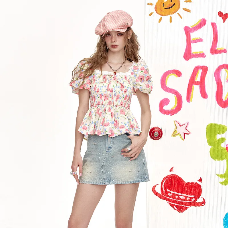 ELF SACK Chiffon Shirts Women's-11