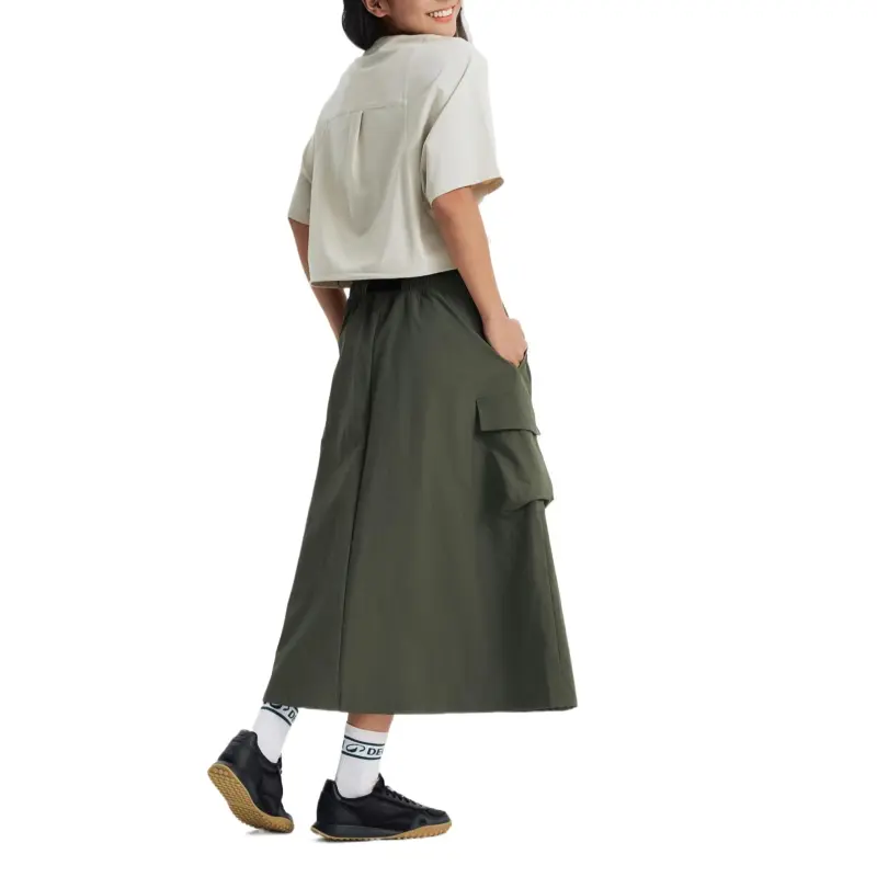 DECATHLON Casual Long Skirt Women's Khaki Green-4